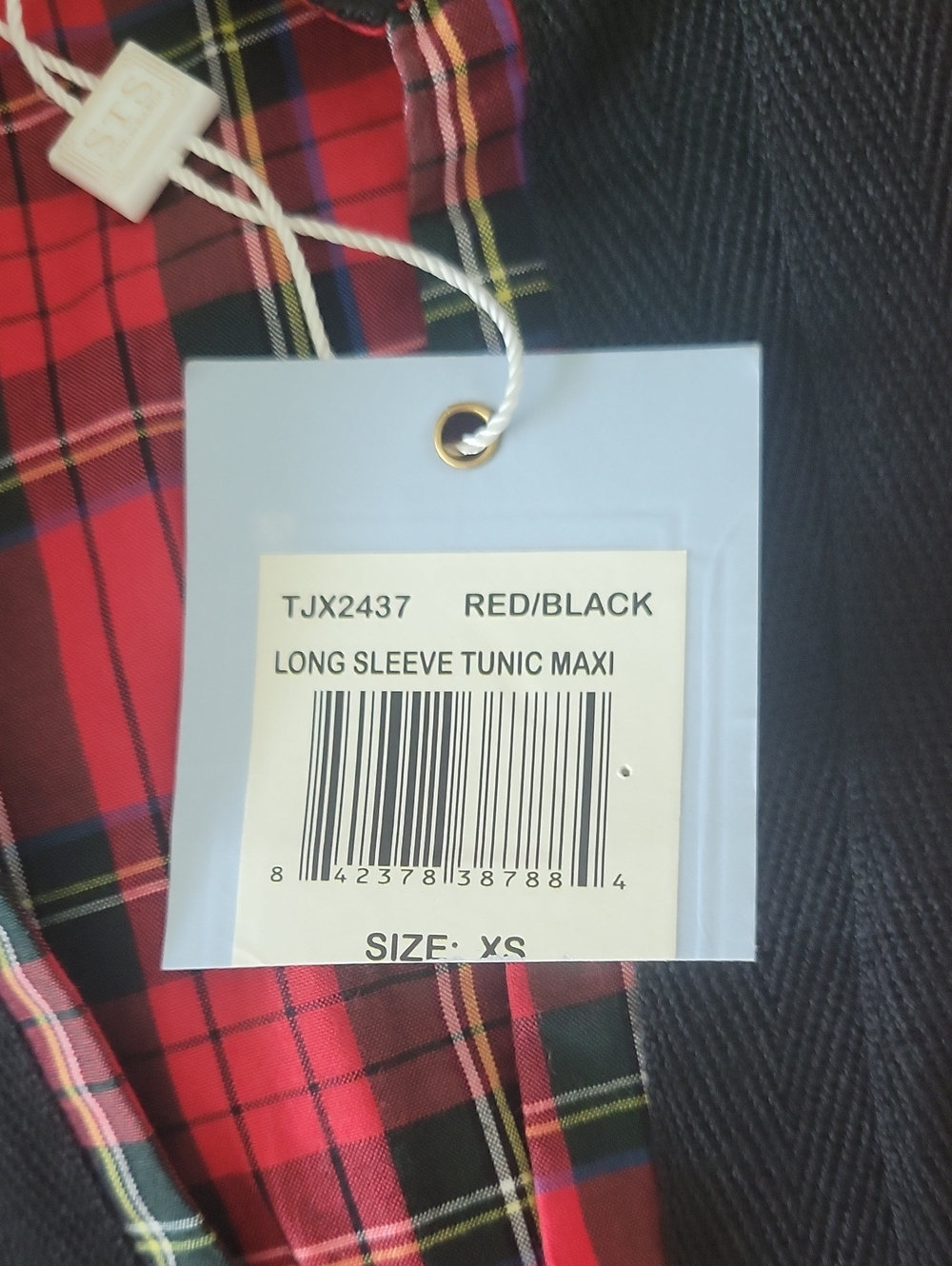 Sail To Sable Red Black Plaid Caftan Dress NWT Size XS - Picture 9 of 16
